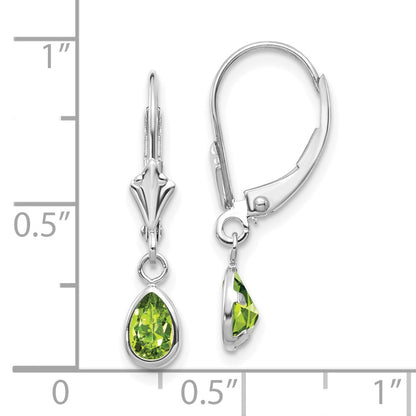 14K White Gold 6X4mm Peridot/August Earrings
