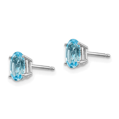 14K White Gold 6X4mm December/Blue Topaz Post Earrings