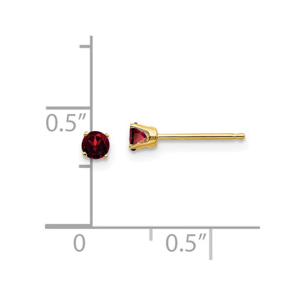 14K Yellow Gold 3mm January/Garnet Post Earrings