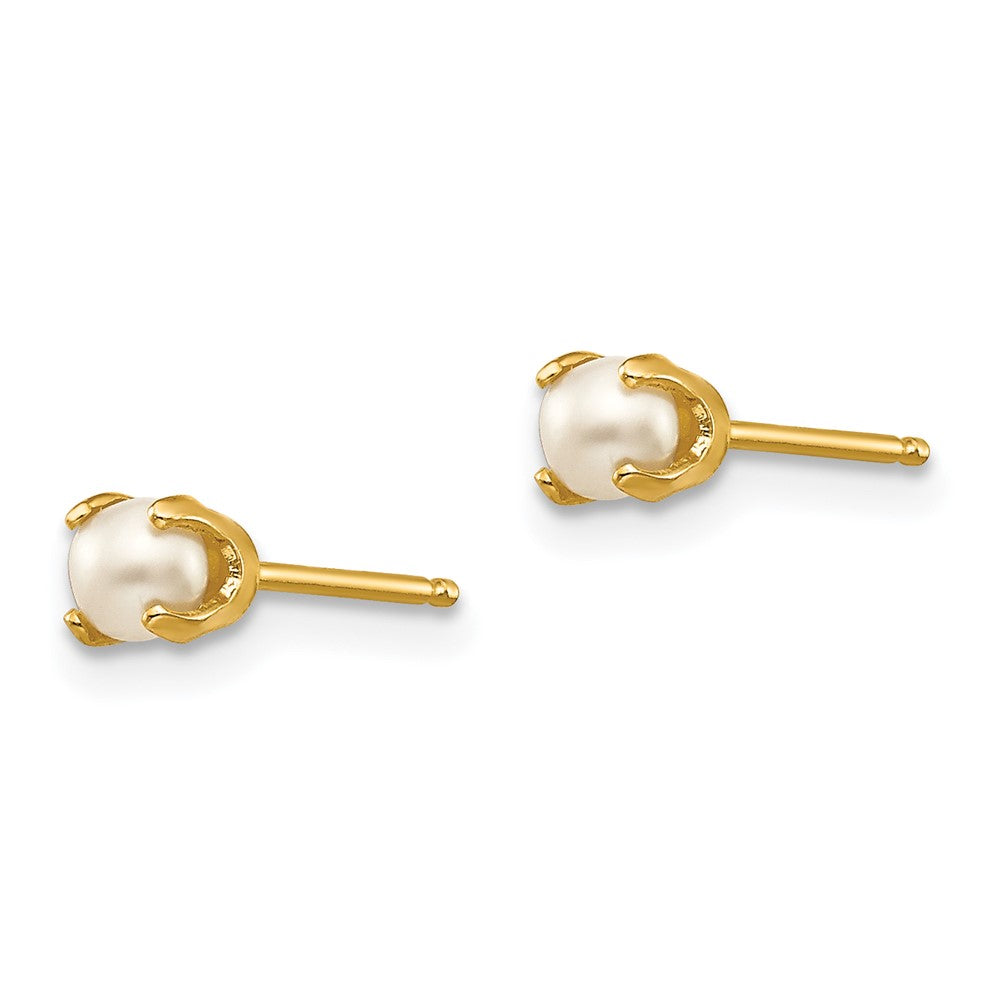 14K Yellow Gold 3mm June/Fw Cultured Pearl Post Earrings