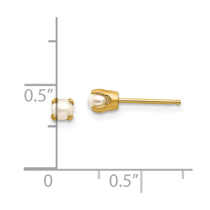 14K Yellow Gold 3mm June/Fw Cultured Pearl Post Earrings