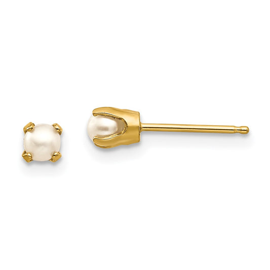 14K Yellow Gold 3mm June/Fw Cultured Pearl Post Earrings