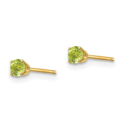 14K Yellow Gold 3mm August/Peridot Post Earrings