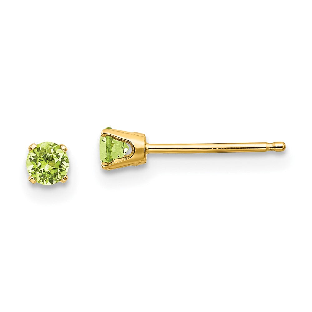 14K Yellow Gold 3mm August/Peridot Post Earrings