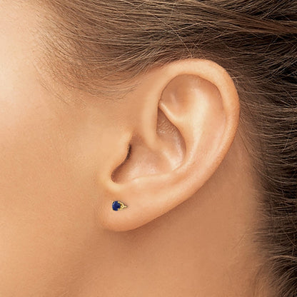 14K Yellow Gold 3mm September/Sapphire Post Earrings