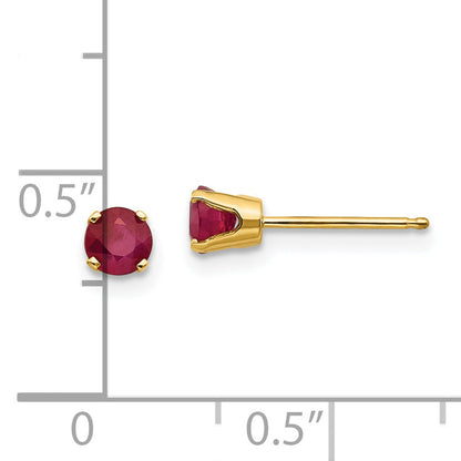 14K Yellow Gold 4mm July/Ruby Post Earrings