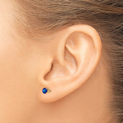 14K Yellow Gold 4mm September/Sapphire Post Earrings