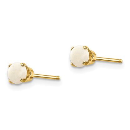 14K Yellow Gold 4mm October/Opal Post Earrings