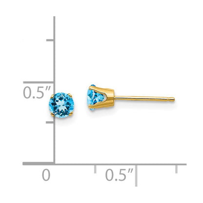 14K Yellow Gold 4mm December/Blue Topaz Post Earrings