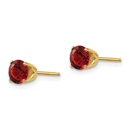 14K Yellow Gold 5mm Garnet Earrings January