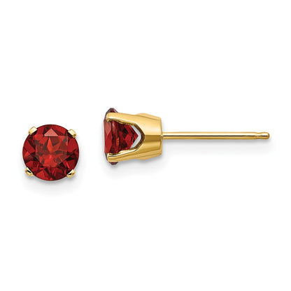 14K Yellow Gold 5mm Garnet Earrings January