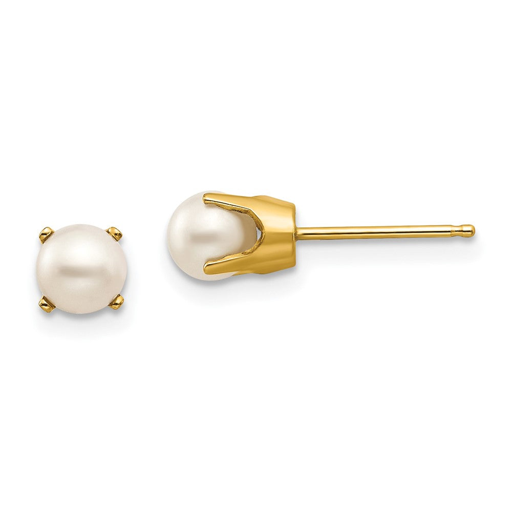 14K Yellow Gold 5mm Fw Cultured Pearl Earrings June