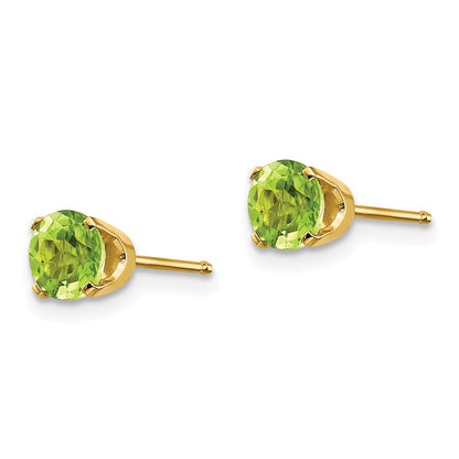 14K Yellow Gold 5mm Peridot Earrings August