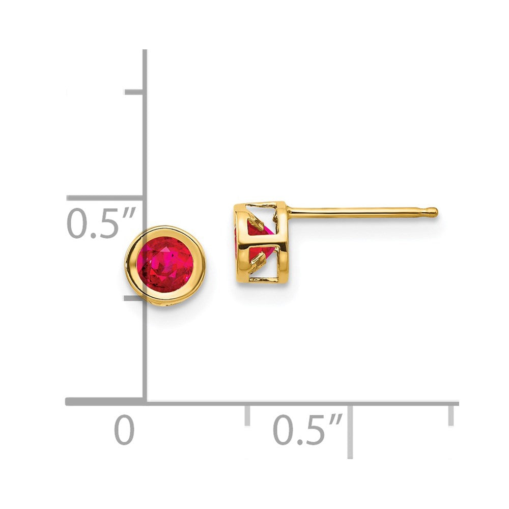 14K Yellow Gold Ruby Earrings July
