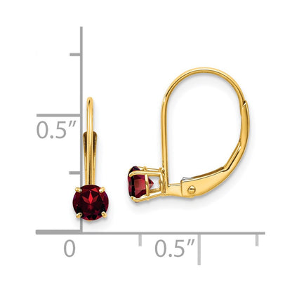 14K Yellow Gold Garnet Earrings January