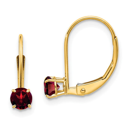 14K Yellow Gold Garnet Earrings January