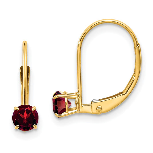 14K Yellow Gold Garnet Earrings January