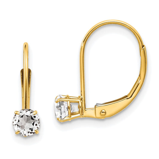 14K Yellow Gold White Topaz Earrings April