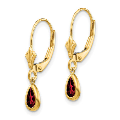 14K Yellow Gold 6X4mm Garnet/January Earrings