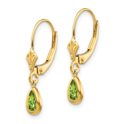 14K Yellow Gold 6X4mm August/Peridot Earrings