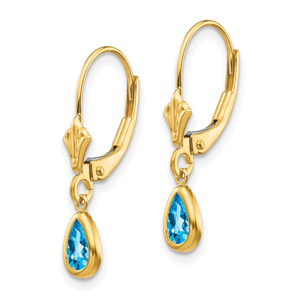 14K Yellow Gold 6X4mm December/Blue Topaz Earrings