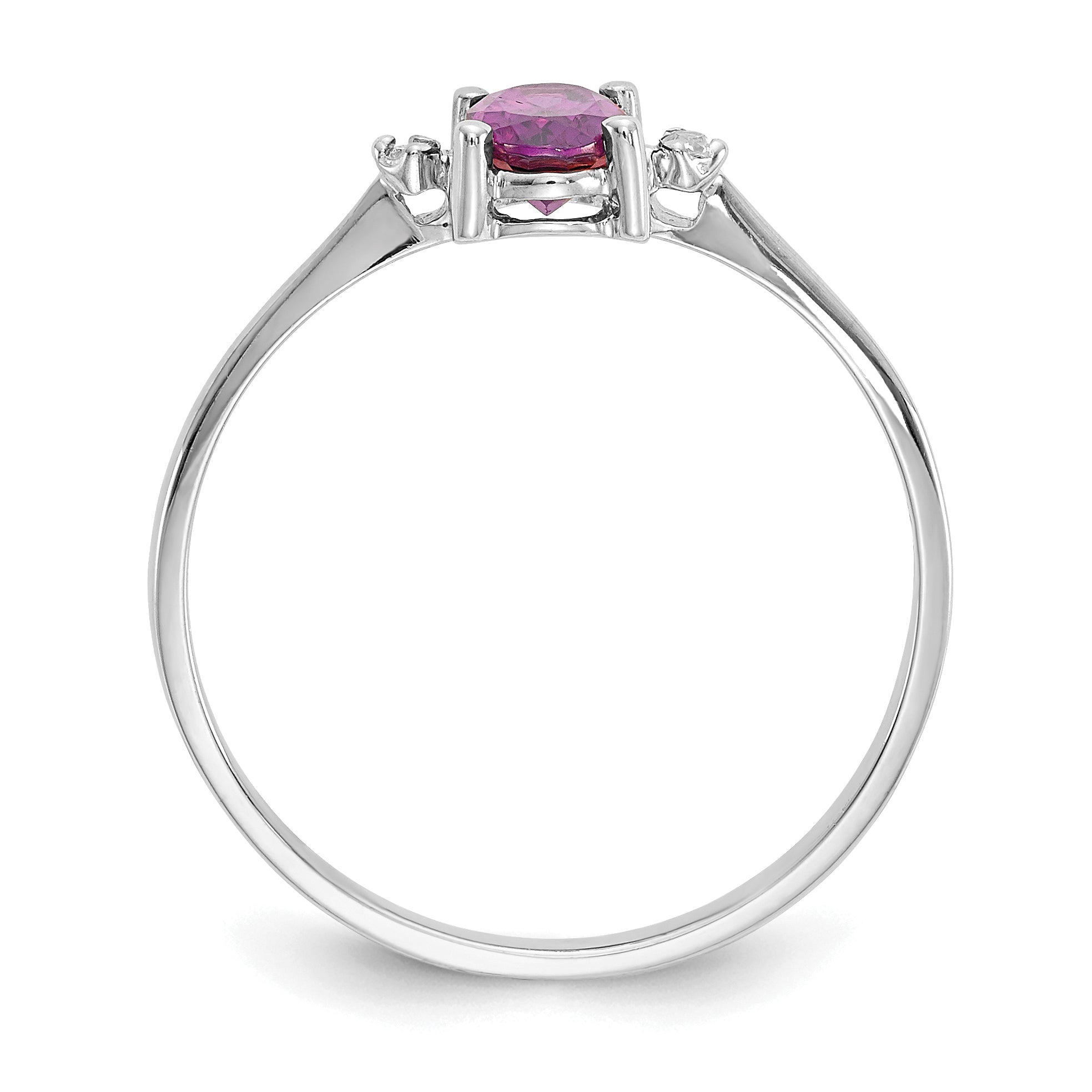 14K White Gold Diamond & Rhodolite Garnet Birthstone Ring