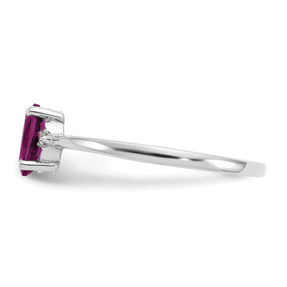 14K White Gold Diamond & Rhodolite Garnet Birthstone Ring