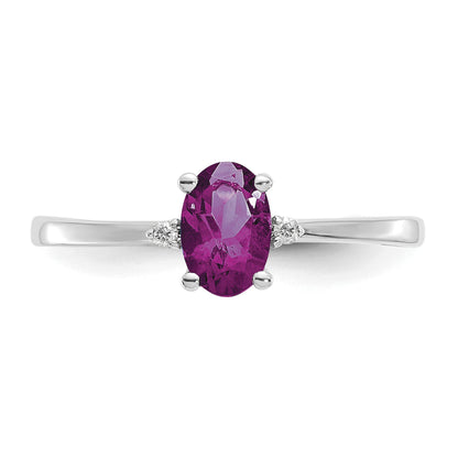 14K White Gold Diamond & Rhodolite Garnet Birthstone Ring