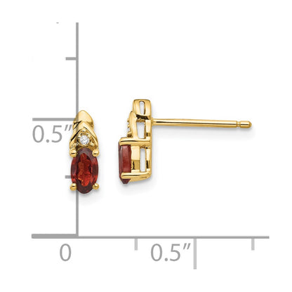 14K Yellow Gold Garnet And Diamond Earrings