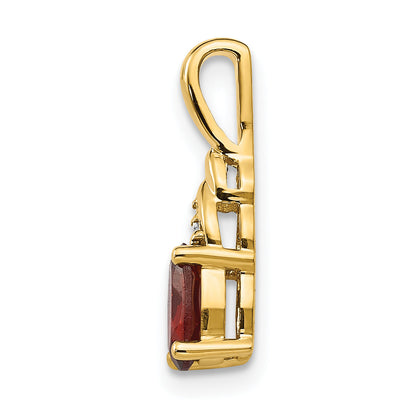 14K Yellow Gold Garnet And Diamond Pendant