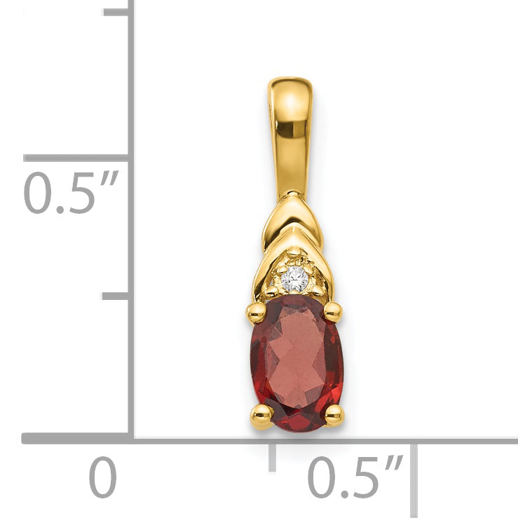 14K Yellow Gold Garnet And Diamond Pendant