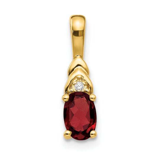 14K Yellow Gold Garnet And Diamond Pendant