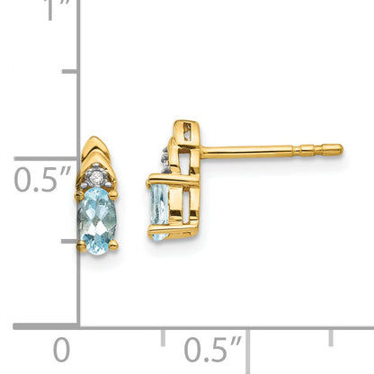 14K Yellow Gold Aquamarine And Diamond Earrings