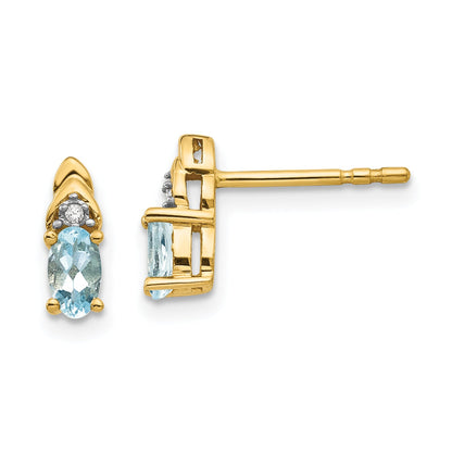 14K Yellow Gold Aquamarine And Diamond Earrings