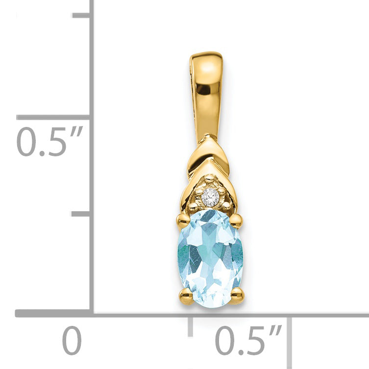14K Yellow Gold Aquamarine And Diamond Pendant