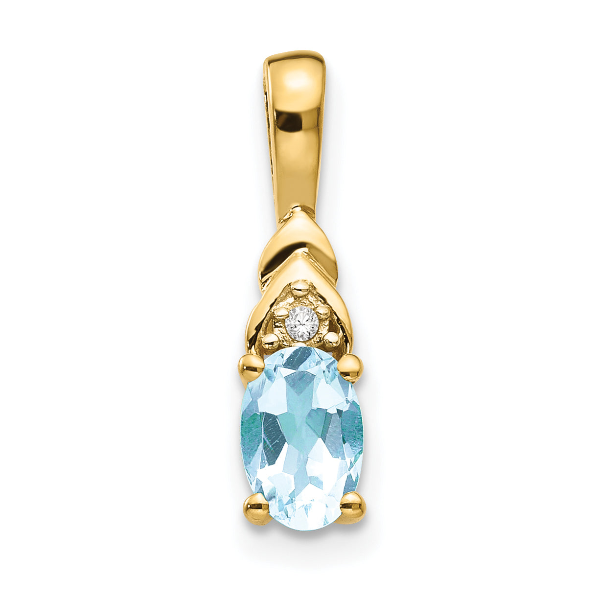 14K Yellow Gold Aquamarine And Diamond Pendant