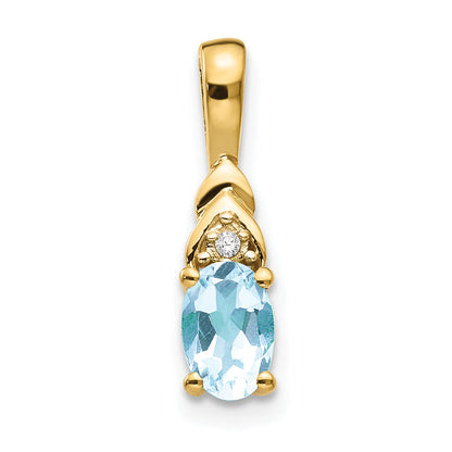 14K Yellow Gold Aquamarine And Diamond Pendant