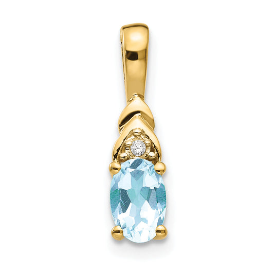 14K Yellow Gold Aquamarine And Diamond Pendant