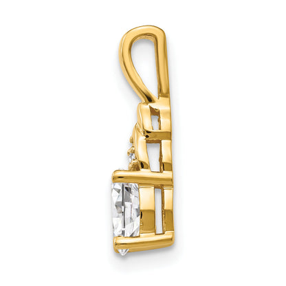 14K Yellow Gold White Topaz And Diamond Pendant