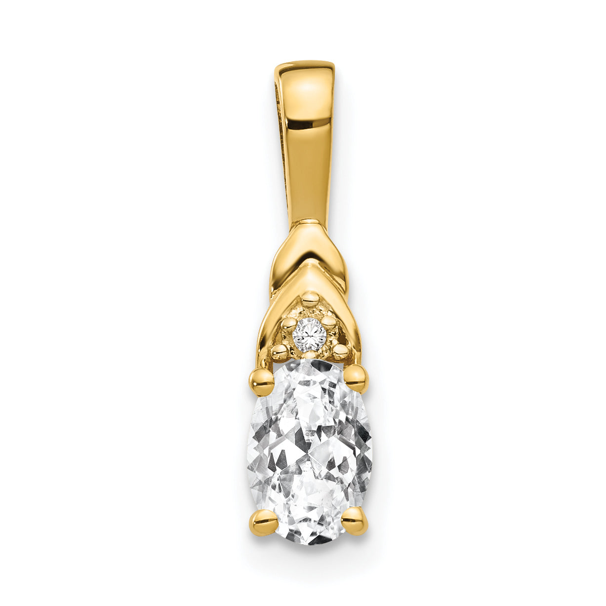 14K Yellow Gold White Topaz And Diamond Pendant