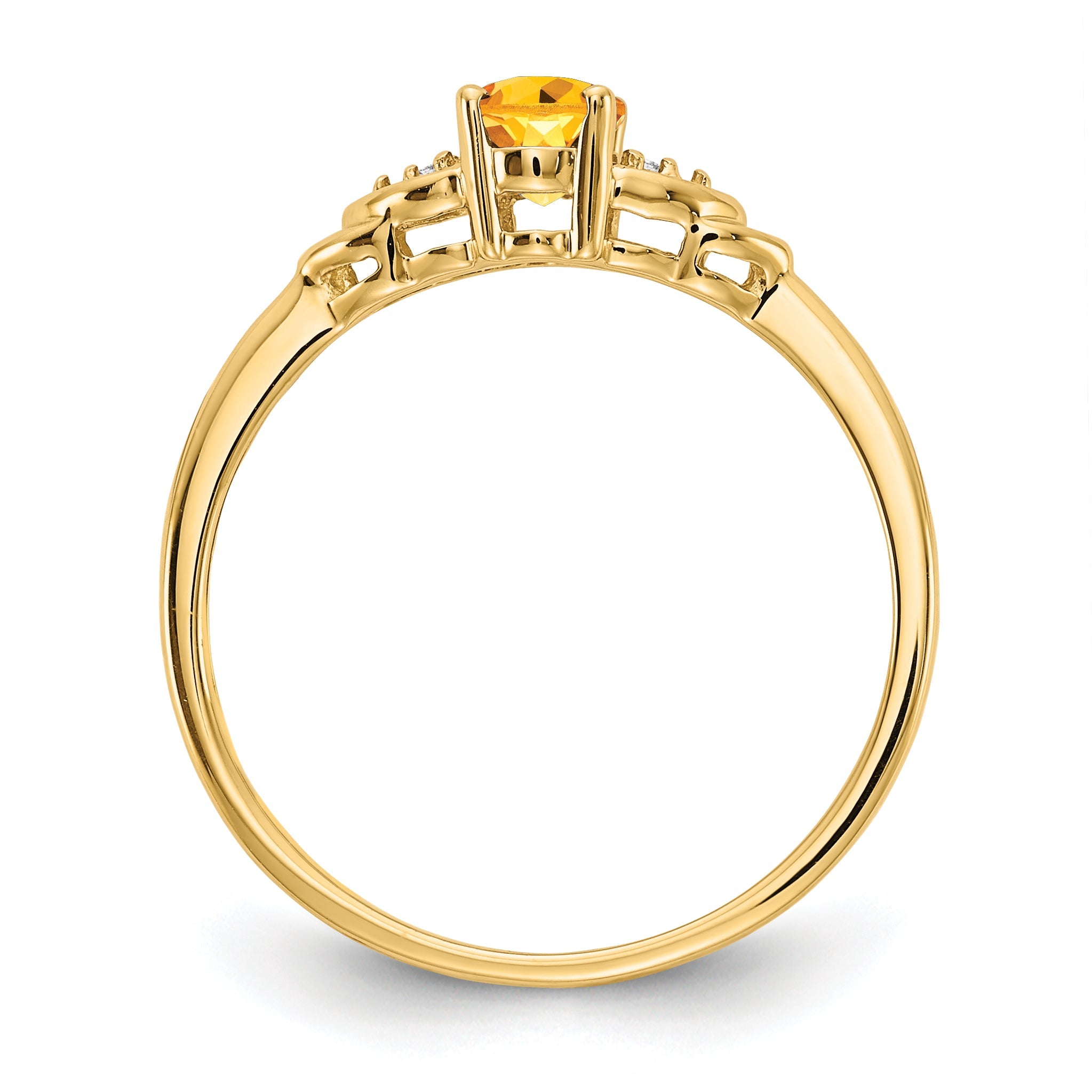 14K Yellow Gold Citrine And Diamond Ring