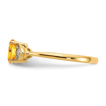14K Yellow Gold Citrine And Diamond Ring