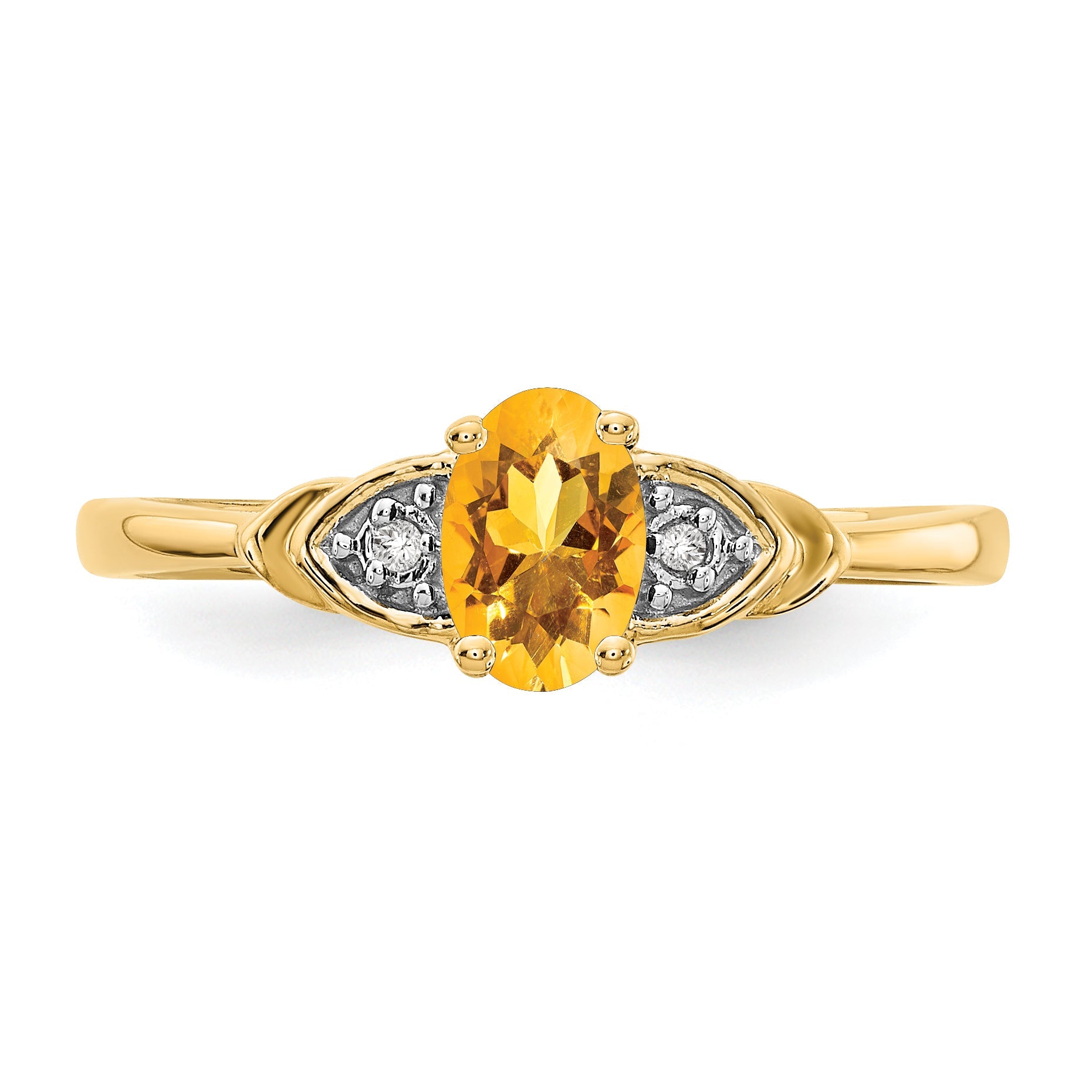 14K Yellow Gold Citrine And Diamond Ring