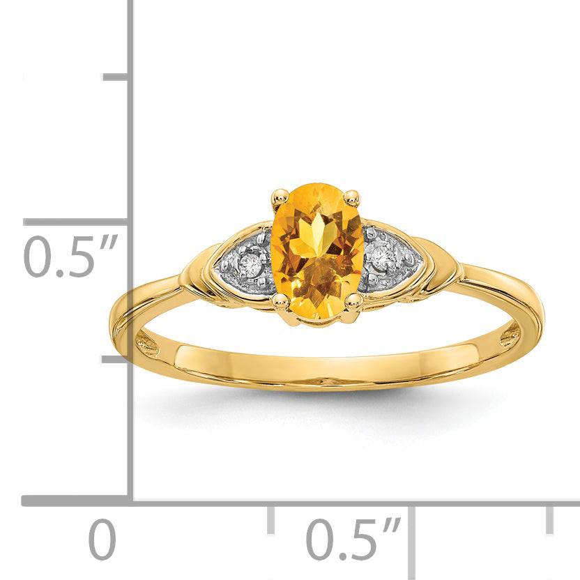 14K Yellow Gold Citrine And Diamond Ring