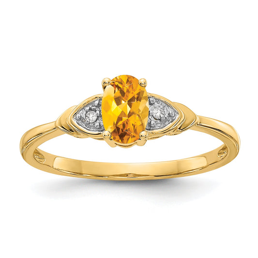 14K Yellow Gold Citrine And Diamond Ring