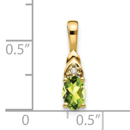 14K Yellow Gold Peridot And Diamond Pendant