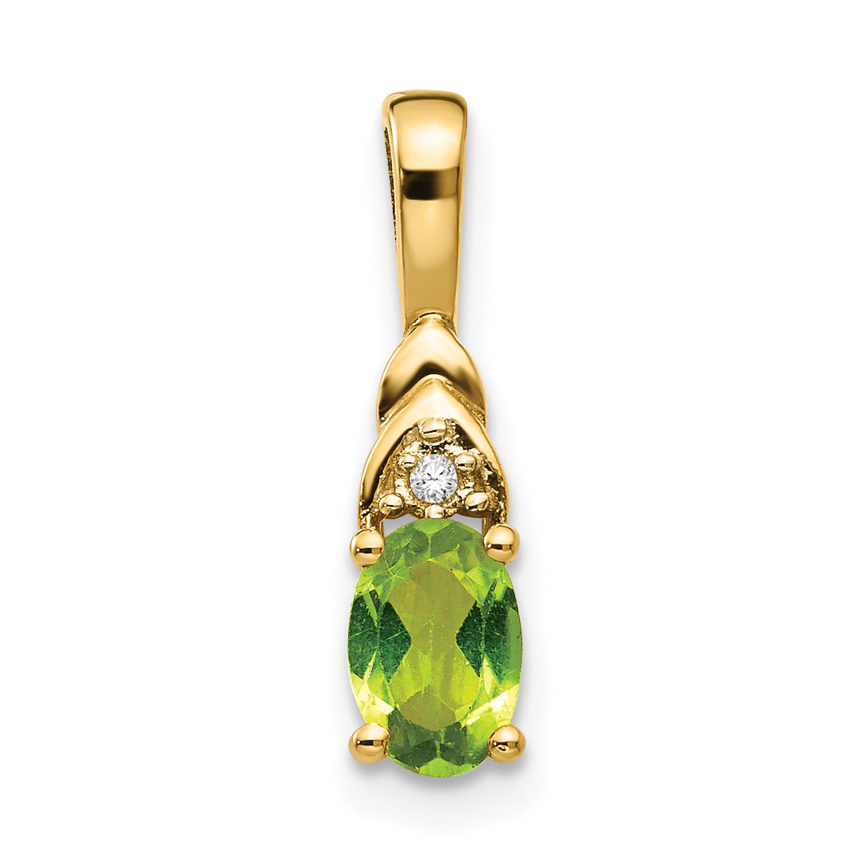 14K Yellow Gold Peridot And Diamond Pendant