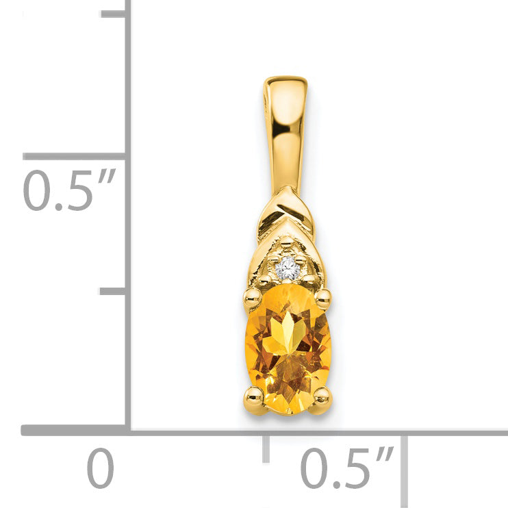 14K Yellow Gold Citrine And Diamond Pendant