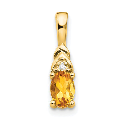 14K Yellow Gold Citrine And Diamond Pendant