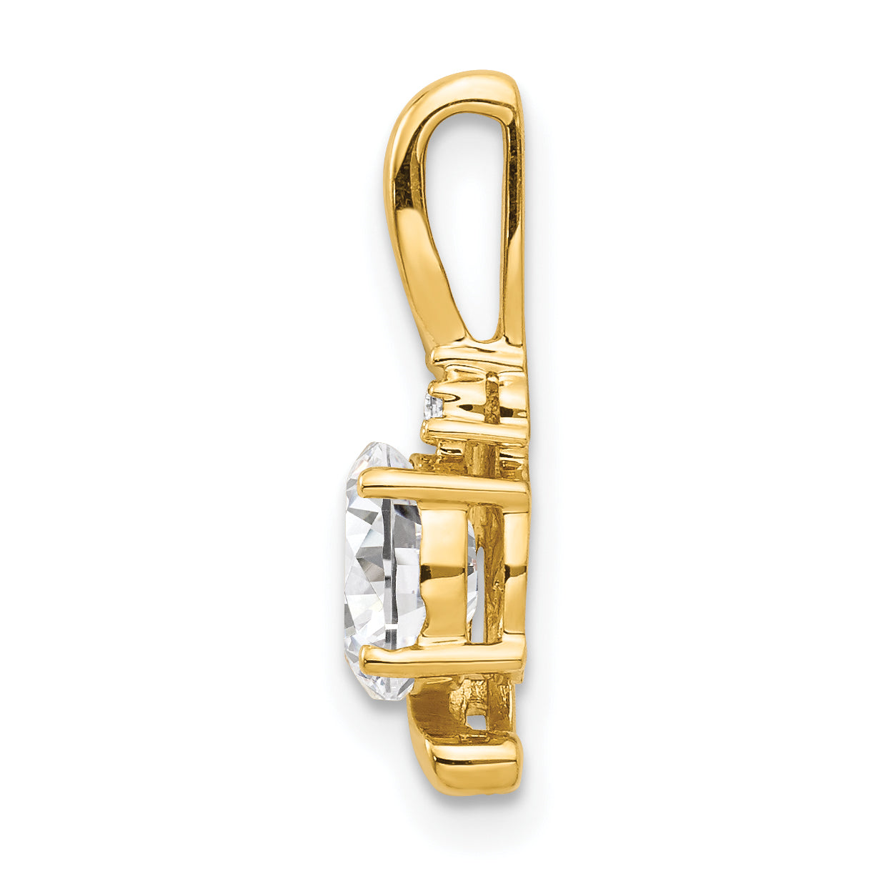14K Yellow Gold White Topaz And Diamond Pendant